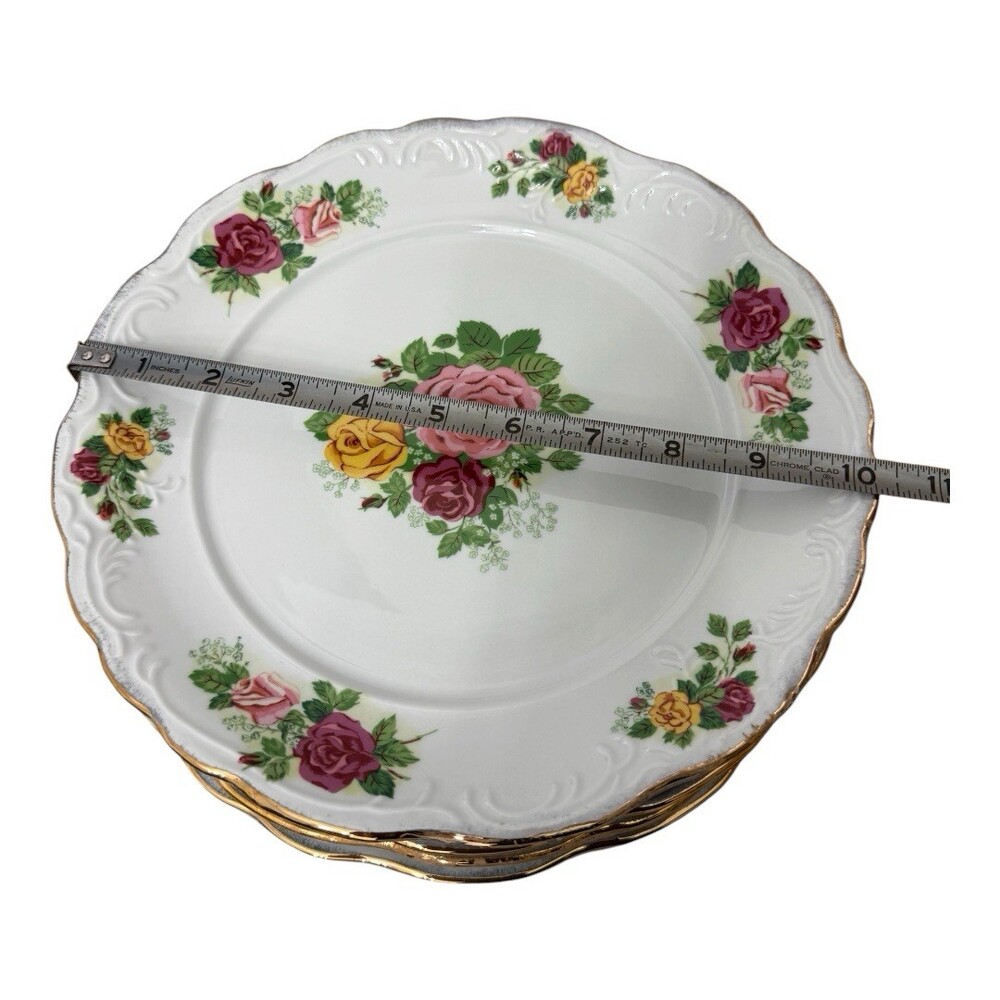 Vintage Floral China Set 20pc Plates Cups Gold Trim Roses Lot - Picture 8 of 16